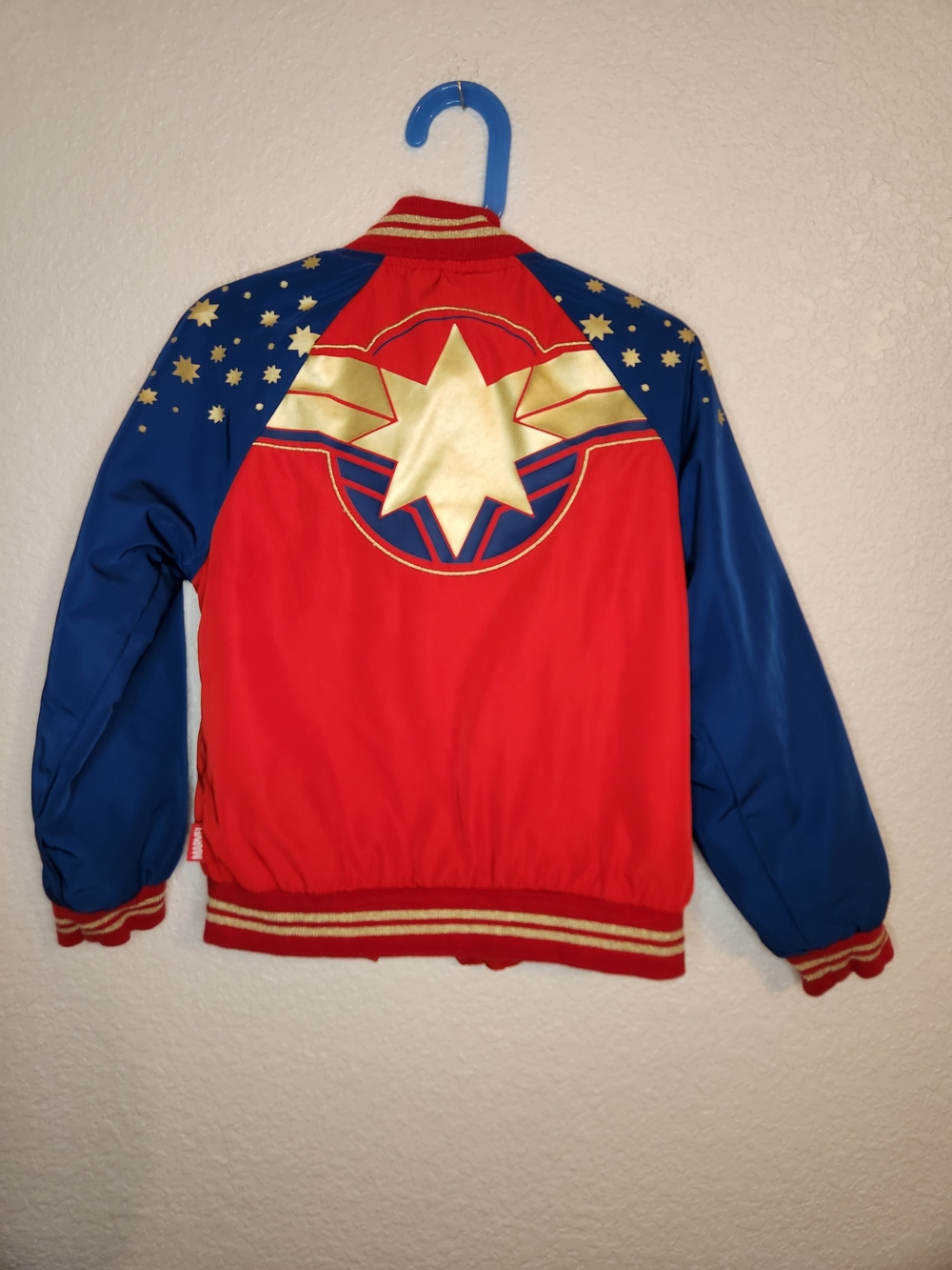 Captain Marvel Disney Comics Jacket Girls Full Zip Logo Red Blue Y2k size 5 6 - Picture 15 of 16